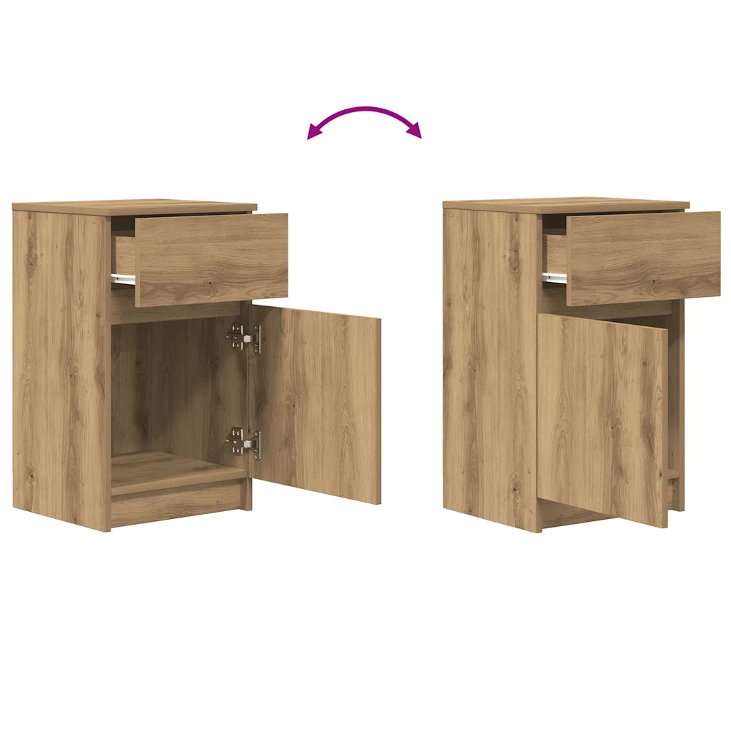 Comodino | Armadio da Notte | Mobiletto da notte Rovere Artigianale 39x35x65 cm in Legno Multistrato