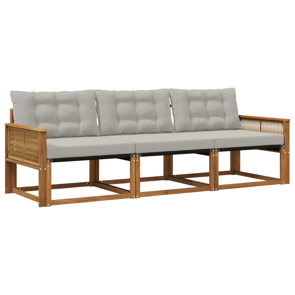 Set di divani da esterno 3 pz Naturale e Grigio Chiaro 3381219