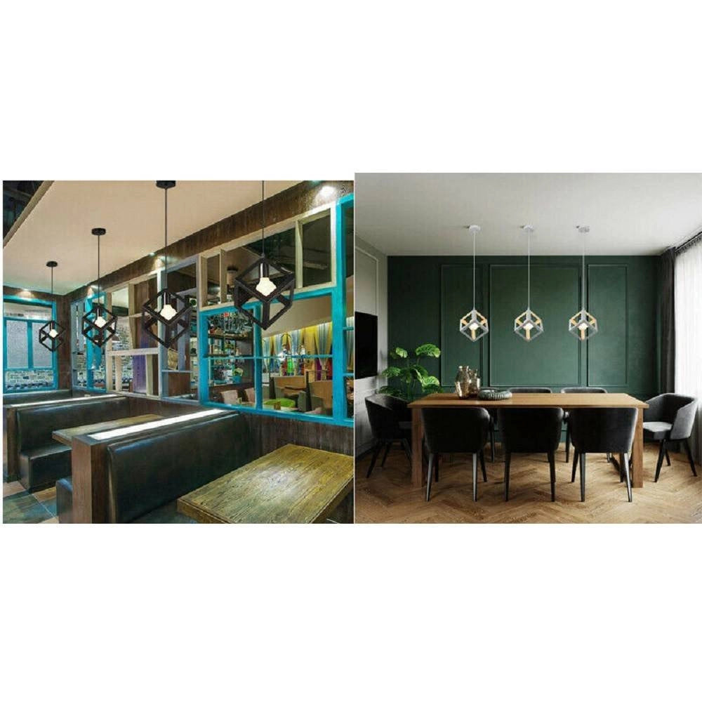 Trade Shop - Lampadario Da Soffitto A Sospensione A Forma Di Cubo 3d Portalampada E27 A24 -