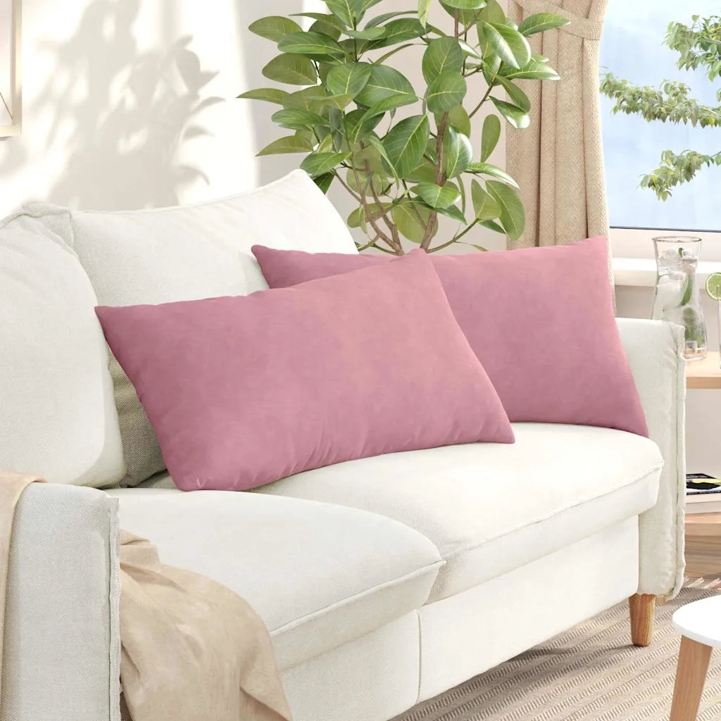Cuscini da Divano 2 pz | Cuscini per sedie Rosa 80 x 40 cm Tessuto in Cords
