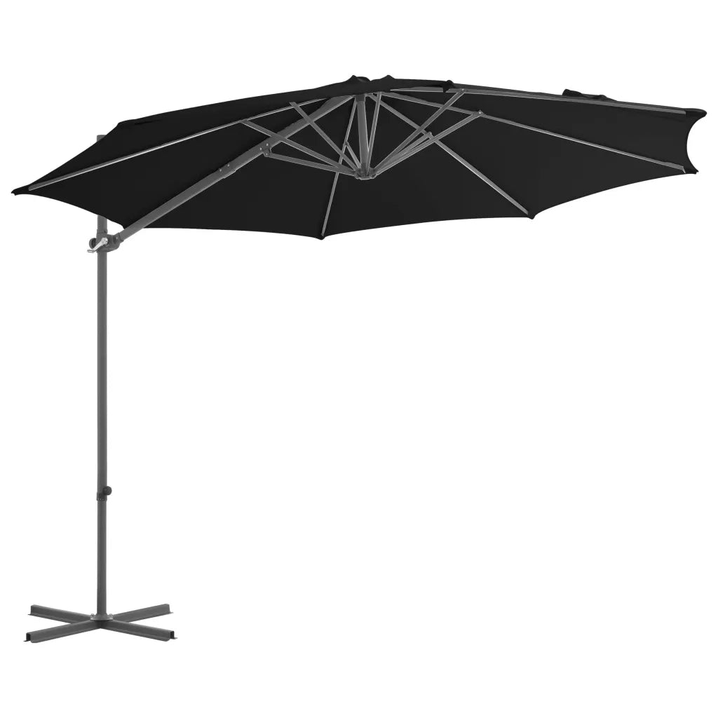 Ombrellone a Sbalzo con Palo in Acciaio 300 cm Nero da giardino cod mxl 29600
