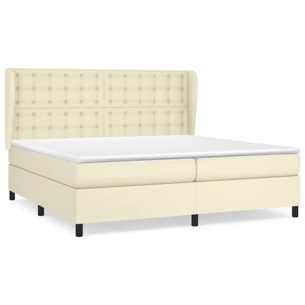Giroletto a Molle con Materasso Crema 200x200 cm in Similpelle