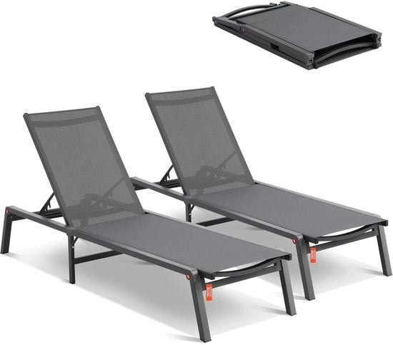 Sedile da Giardino Esterno - Sedile da Piscina - Cuscino per Esterno - Mocha Impermeabile - Sedile da Giardino - Sedile da Giardino - Sedile da Giardino Esterno in Alluminio - Adattabile - Sedile da Sole per Stranieri - Grigio Scuro