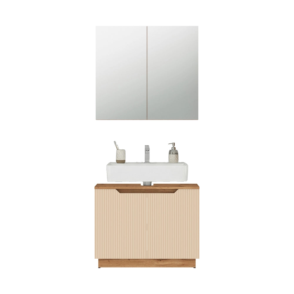 Vicco Set di mobili da bagno Rovere/cashmere a righe 2 parti