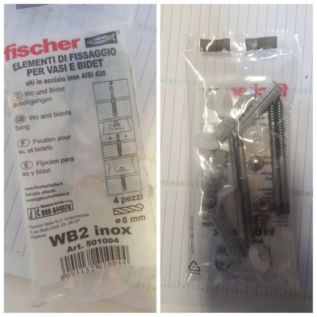 Tasselli Di Fissaggio Per Sanitari Vaso Wc Bidet Wb 2 Inox Set 5 Pezzi - Fischer