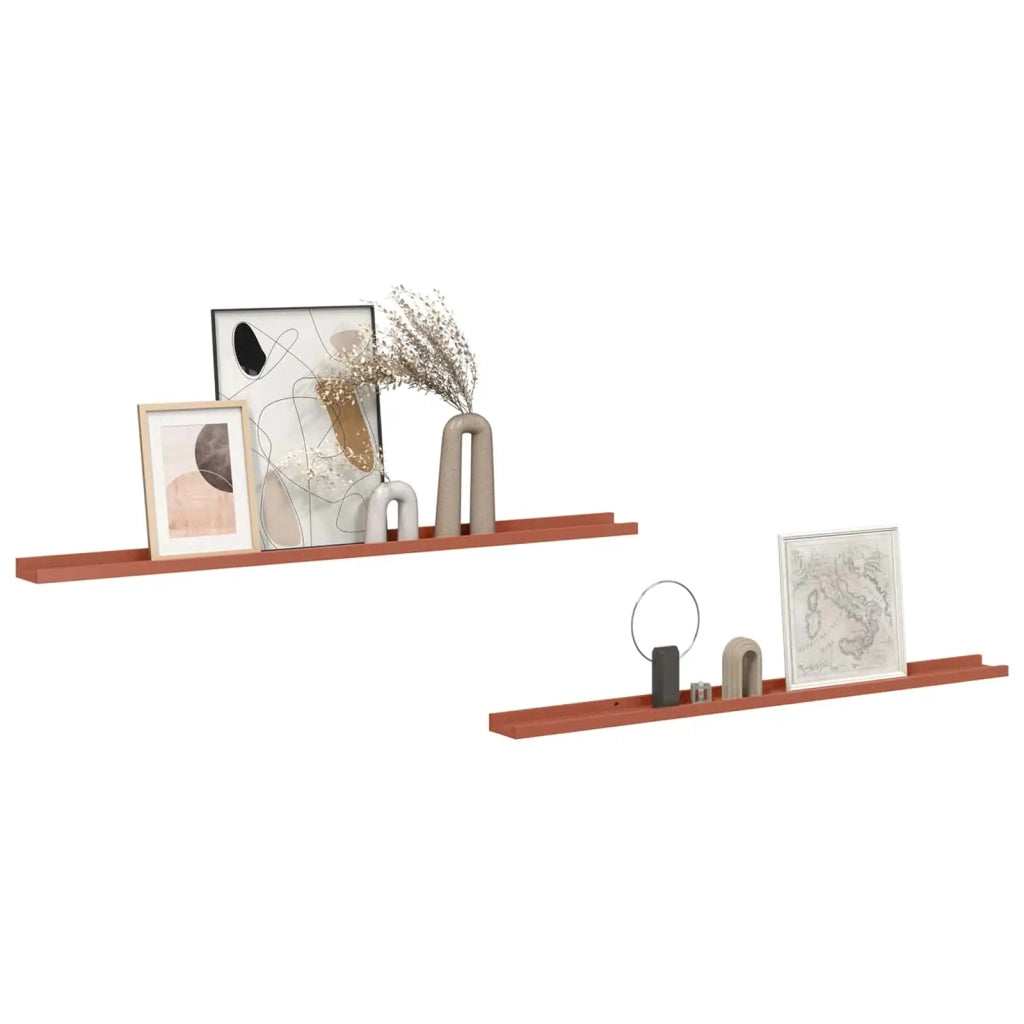 2 pz Scaffale da parete | Ripiano a parete | Mensola a parete Rosso 115 x 9 x 3 cm Legno multistrato