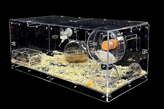 Pacco per Hamster - Manubrio di allenamento, flaconcino di acqua, nutrizione per animali, camera di bagno con sabbia, area di scavo/nascondiglio per hamster, topi, gerbili e piccoli animali simili - escluso la Struttura per Cunicoli.