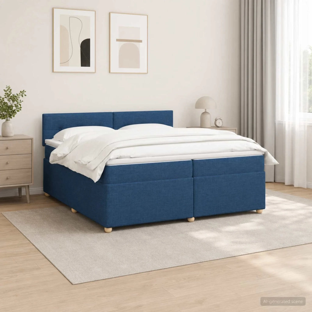 Letto box spring con materasso Blu 200 x 200 cm Tessuto 3452505