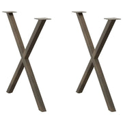 Set di 2 gambe a X per tavolo da pranzo 80 x 72 cm finitura dal design moderno in acciaio naturale 02_0057196