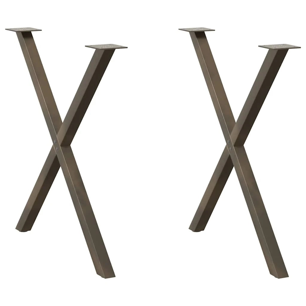 Set di 2 gambe a X per tavolo da pranzo 80 x 72 cm finitura dal design moderno in acciaio naturale 02_0057196