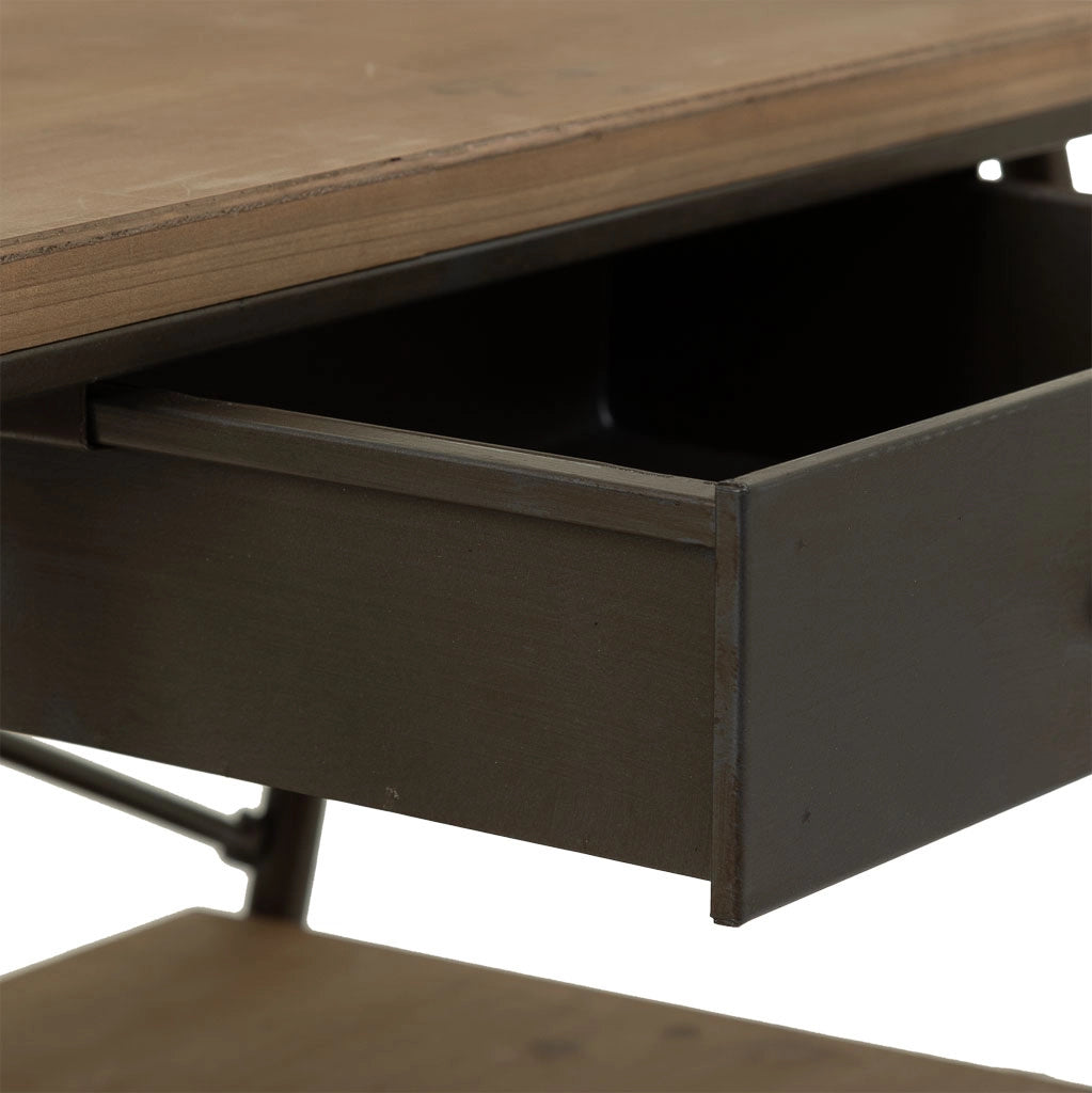 Tavolino in legno e metallo marrone 52x42x60h cm