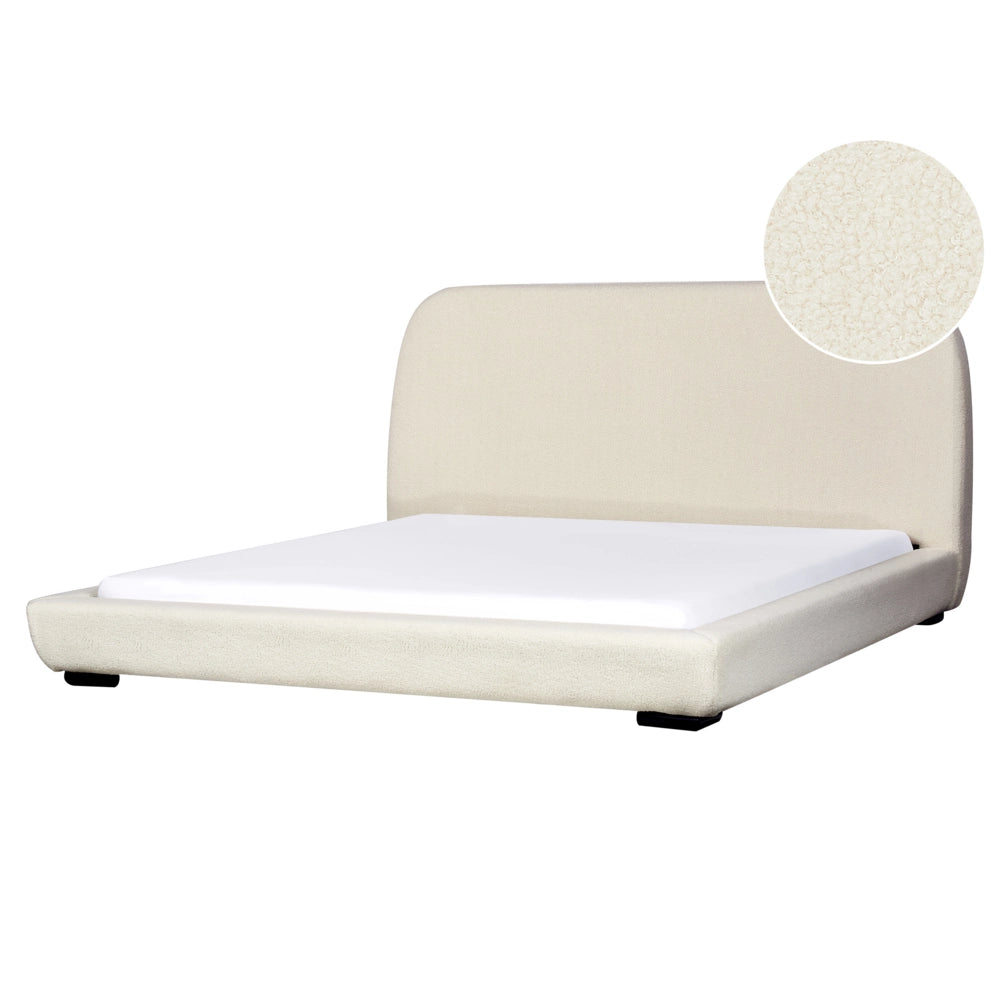 Letto ad acqua Beige Poliestere Boucle Tessuto Imbottito 180 x 200 cm EU King Size Design Classico Tradizionale