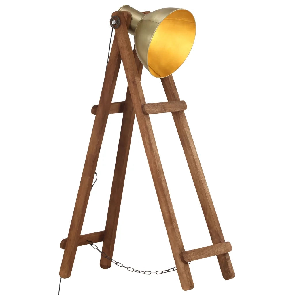 Lampada da Pavimento Ottone E27 in Legno Massello di Mangocod mxl 129538
