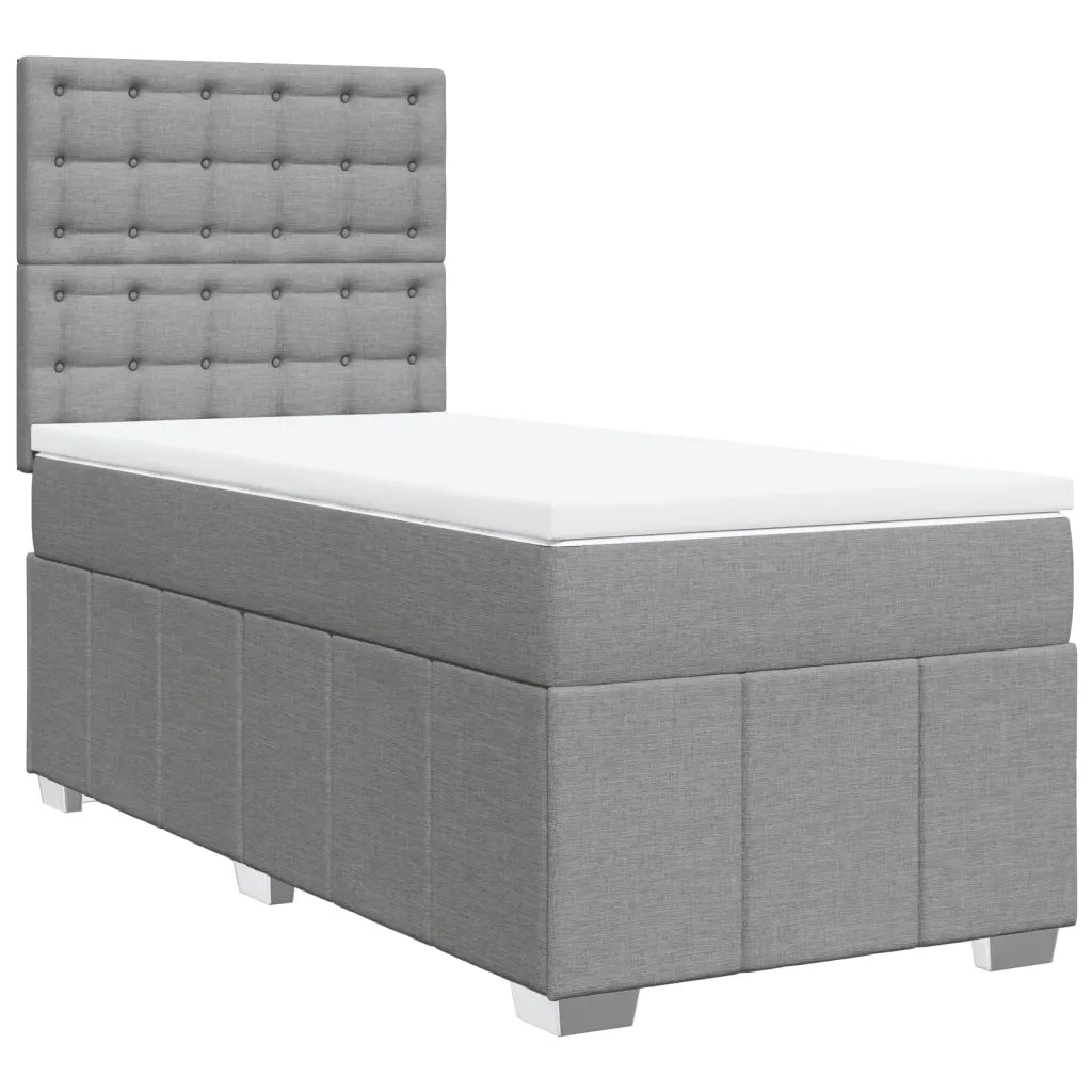Giroletto a Molle con Materasso Grigio Chiaro 90x190 cm Tessuto