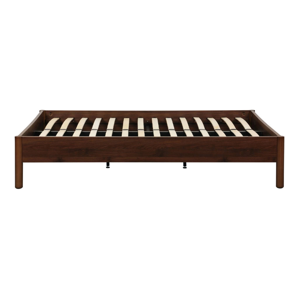 Letto con rete a doghe 140x190cm decorazione legno, noce