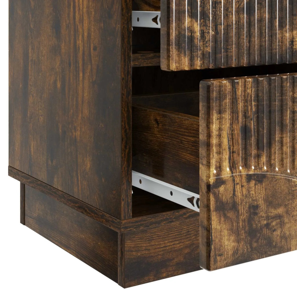 Comodino | Armadio da Notte | Mobiletto da notte con cassetto Rovere Fumo 43 x 34,5 x 44,5 cm