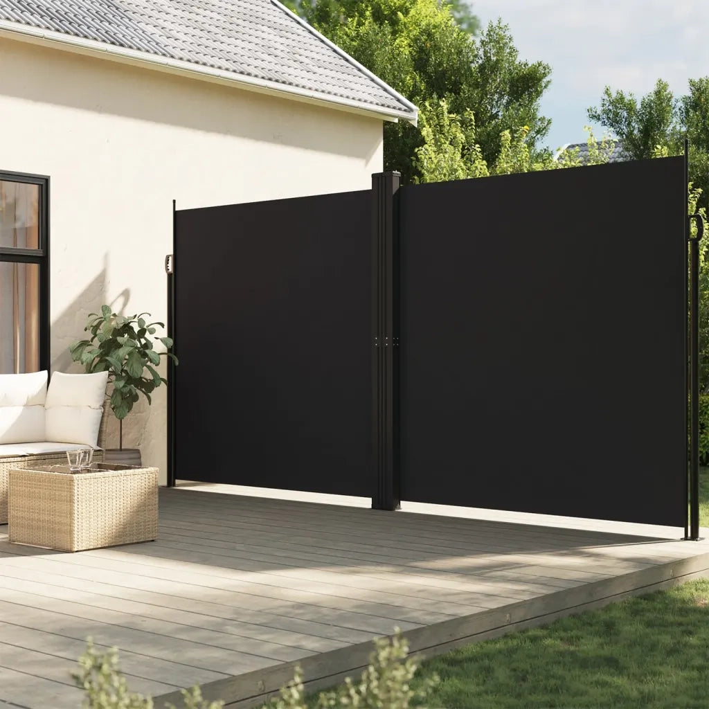 Tenda da Sole Laterale Retrattile-Tenda parasole per balcone per giardino Nera 200x1000 cm 767225