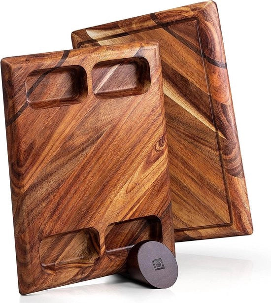 Snodo di taglio in acacia per cucina - blocco da macellaio in legno durevole con sapello - 43 x 33 x 38 cm
