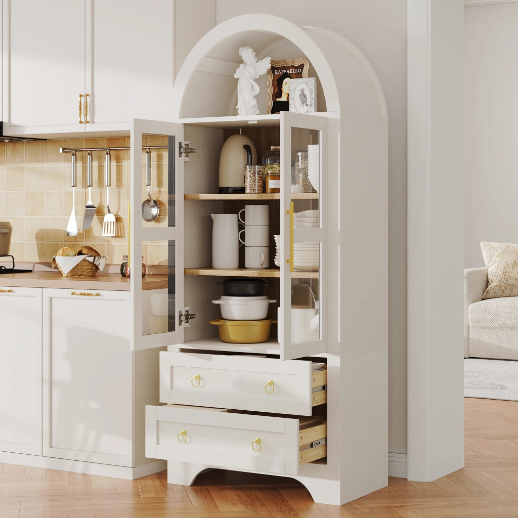 Credenza alta 76.2x40.1x180 cm con ripiani regolabili in MDF bianca