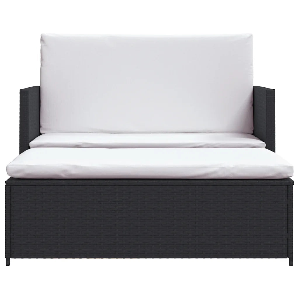 Set Divani da Giardino 2 pz con Cuscini in Polyrattan Nero