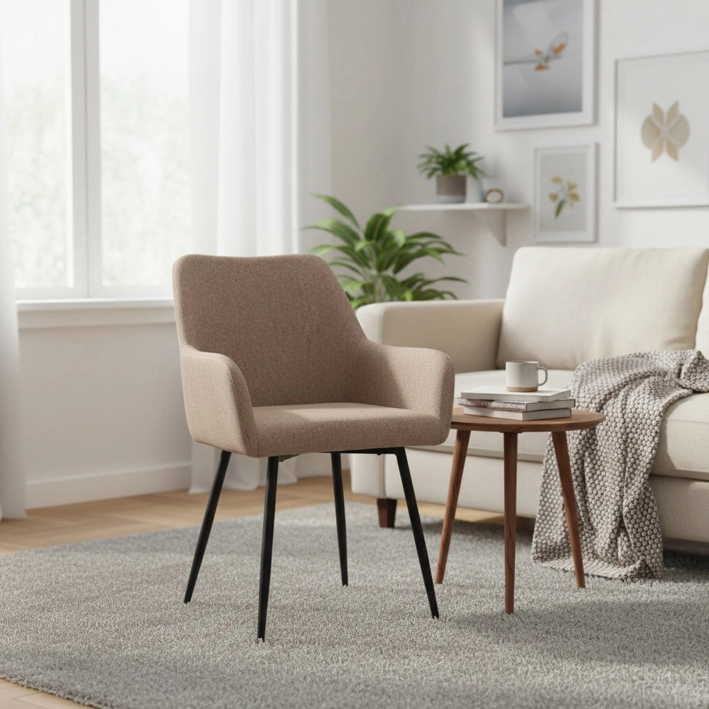Sedia da pranzo classica - Xylo - Assise ampia braccioli alti gambe in metallo