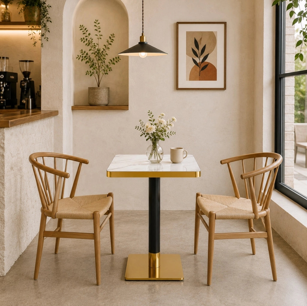 Tavolo da pranzo 60x60 cm bianco MDF e metallo - per 2-4 persone