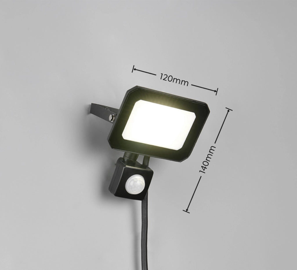 Faretto LED integrato 20W PIR nero IP44 FUNCHAL RL