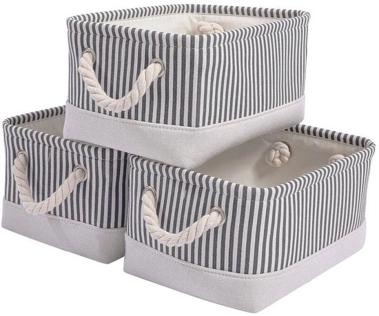 Set di archiviazione multifunzionale - 3 pezzi - Sostenibile - Maniglie - Dimensioni 31x21x16 cm - Adatto per abbigliamento, giocattoli - Scatole di archiviazione