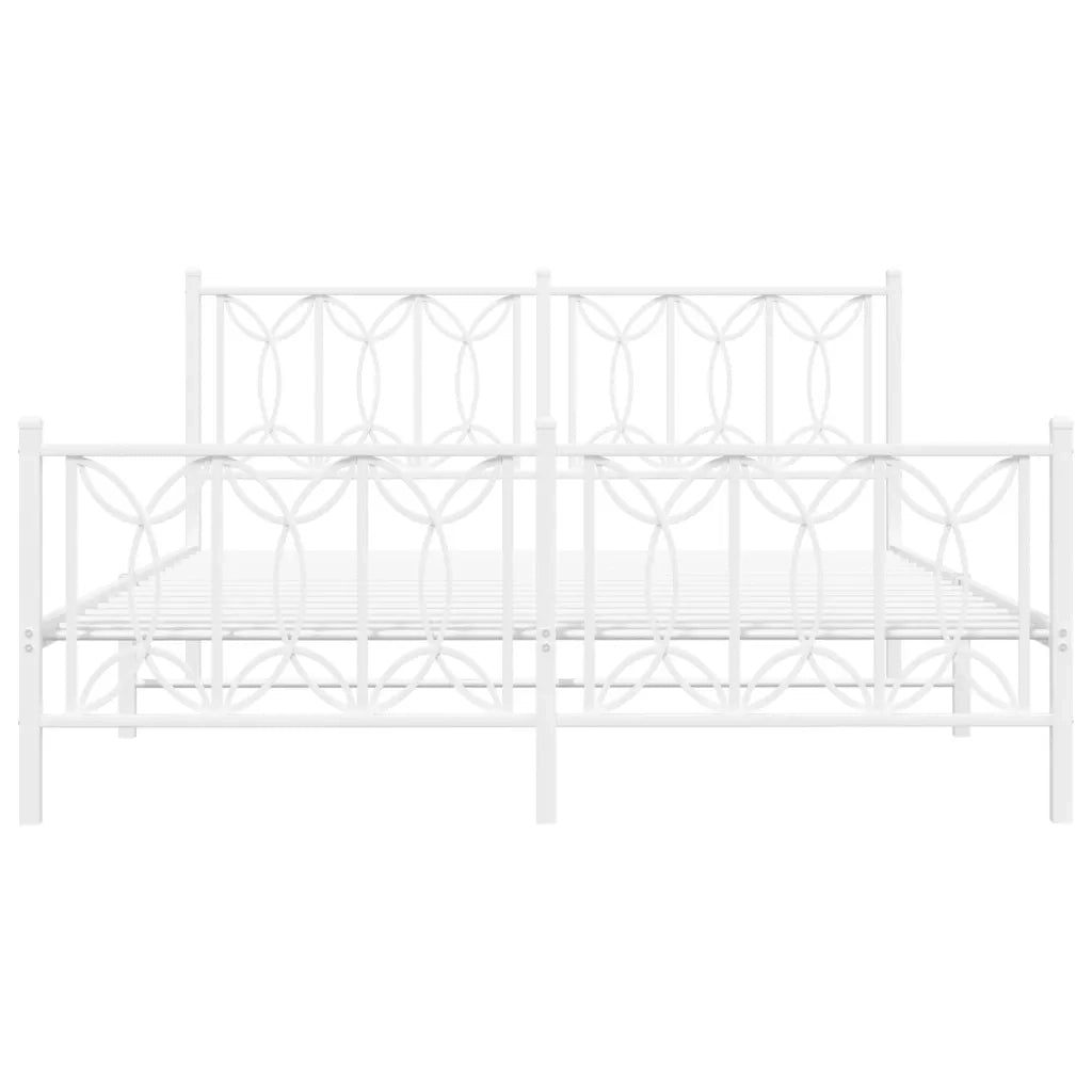 Giroletto con Testiera e Pediera Metallo Bianco 150x200 cm 376197