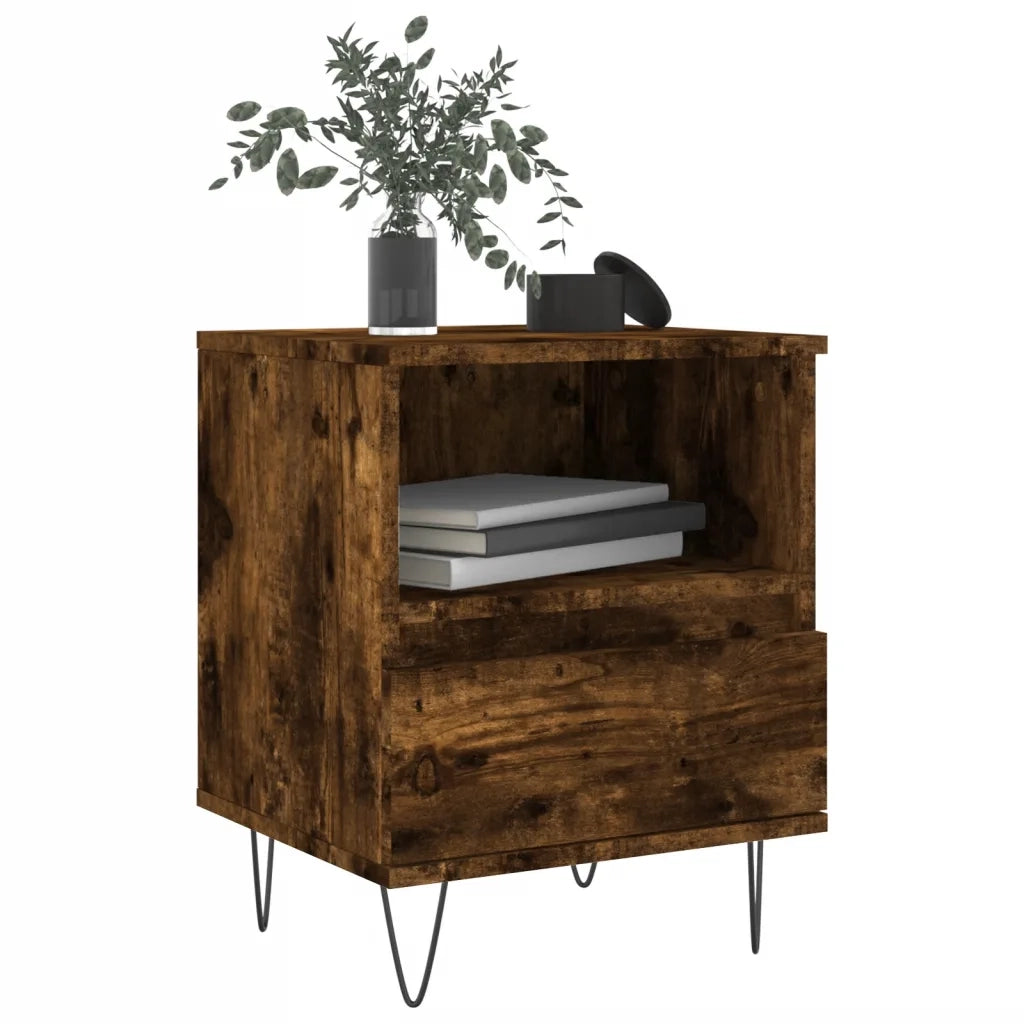Comodino-Tavolino da notte Rovere Fumo 40x35x50 cm in Legno Multistrato 979422