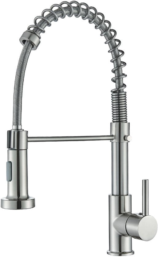 Shower per la cucina, rubinetto di alta pressione con spruzzatore estendibile, rubinetto da lavabo girevole 360°, rubinetto in acciaio inossidabile, finitura nichelata a specchio.