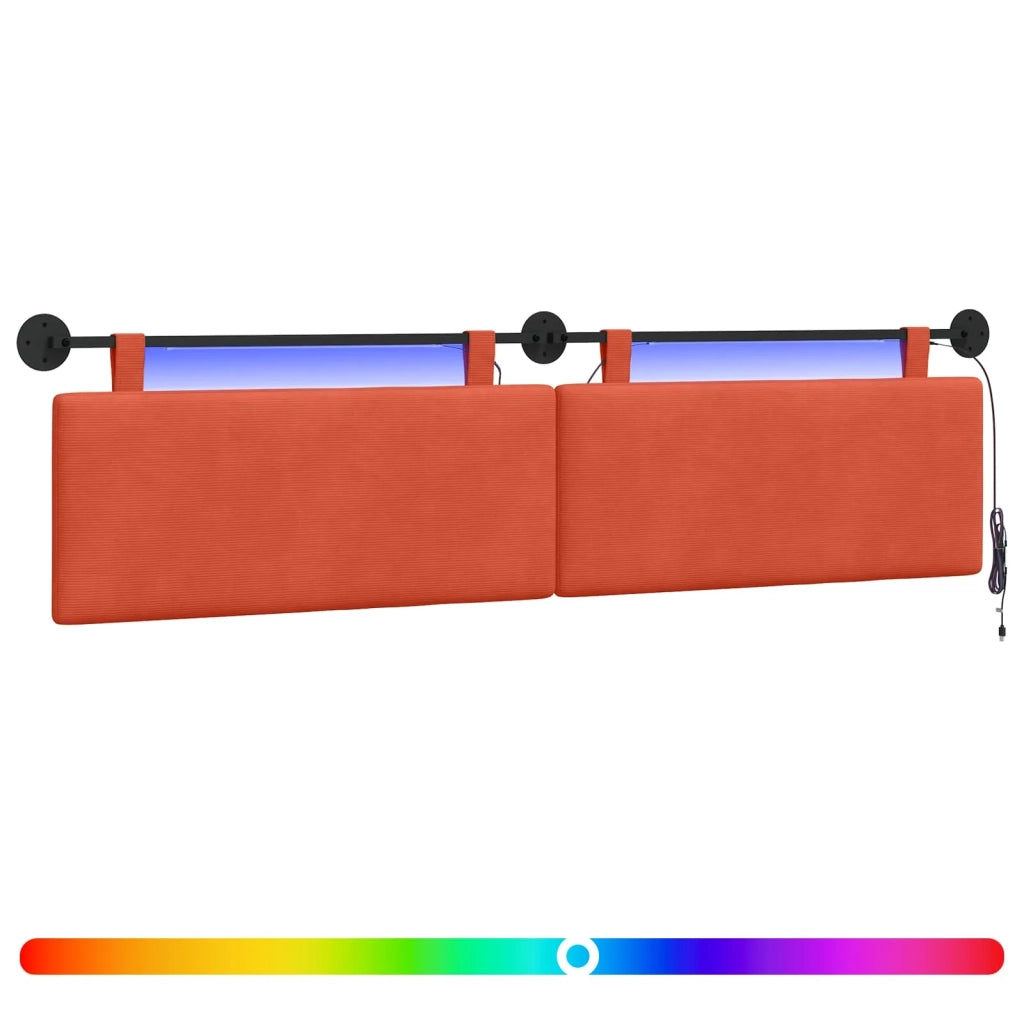 Testiera sospesa Con luce LED Rosso Arancio Tessuto in Cords