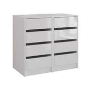 Vicco Cassettiera per camera da letto Bianco/bianco lucido 80.2 x 76 cm Set di 2