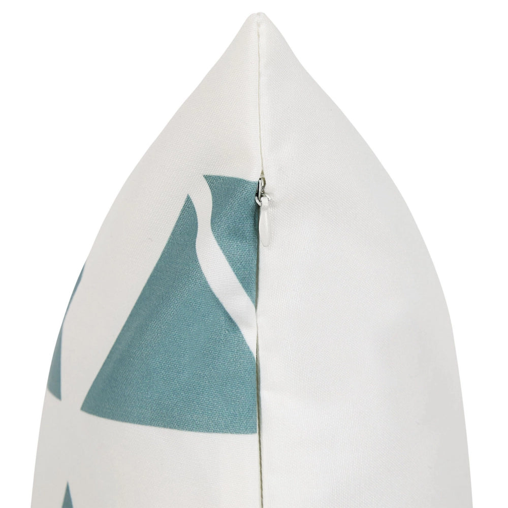Set di 2 cuscini da giardino per esterni in poliestere bianco e blu quadrato 45 x 45 cm con motivo geometrico triangolare