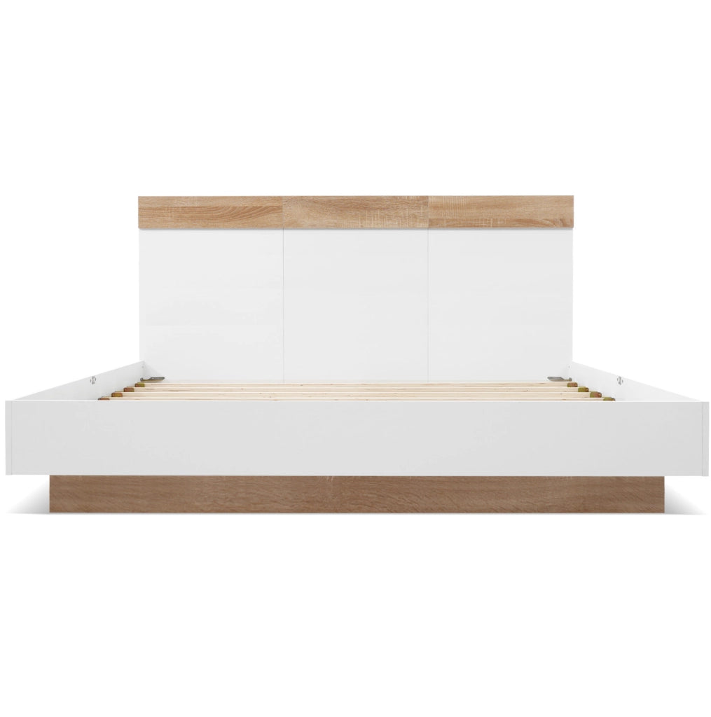 Letto matrimoniale sospeso 180x200 cm bianco e rovere Sonoma