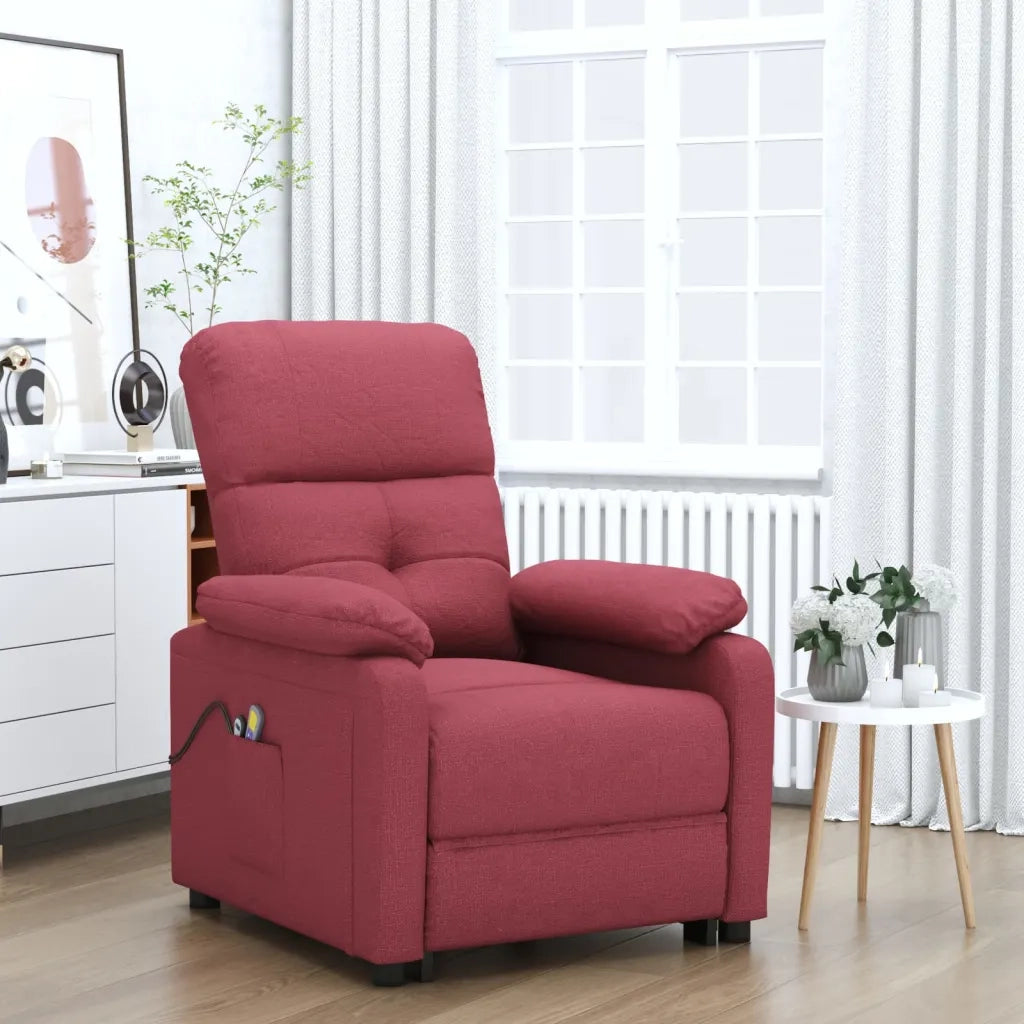 Poltrona Massaggiante | Sedia Relax Elettrica Rosso Vino in Tessuto