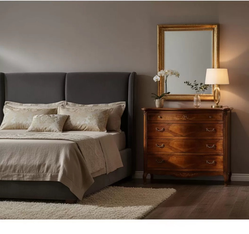Como' in legno 4 cassetti con intarsio l.125 p.53 h.113 - Mobili 2G