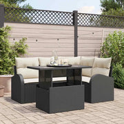 Set Divano da Giardino con cuscino 5 pcs Nero Poly Rattan 3348633