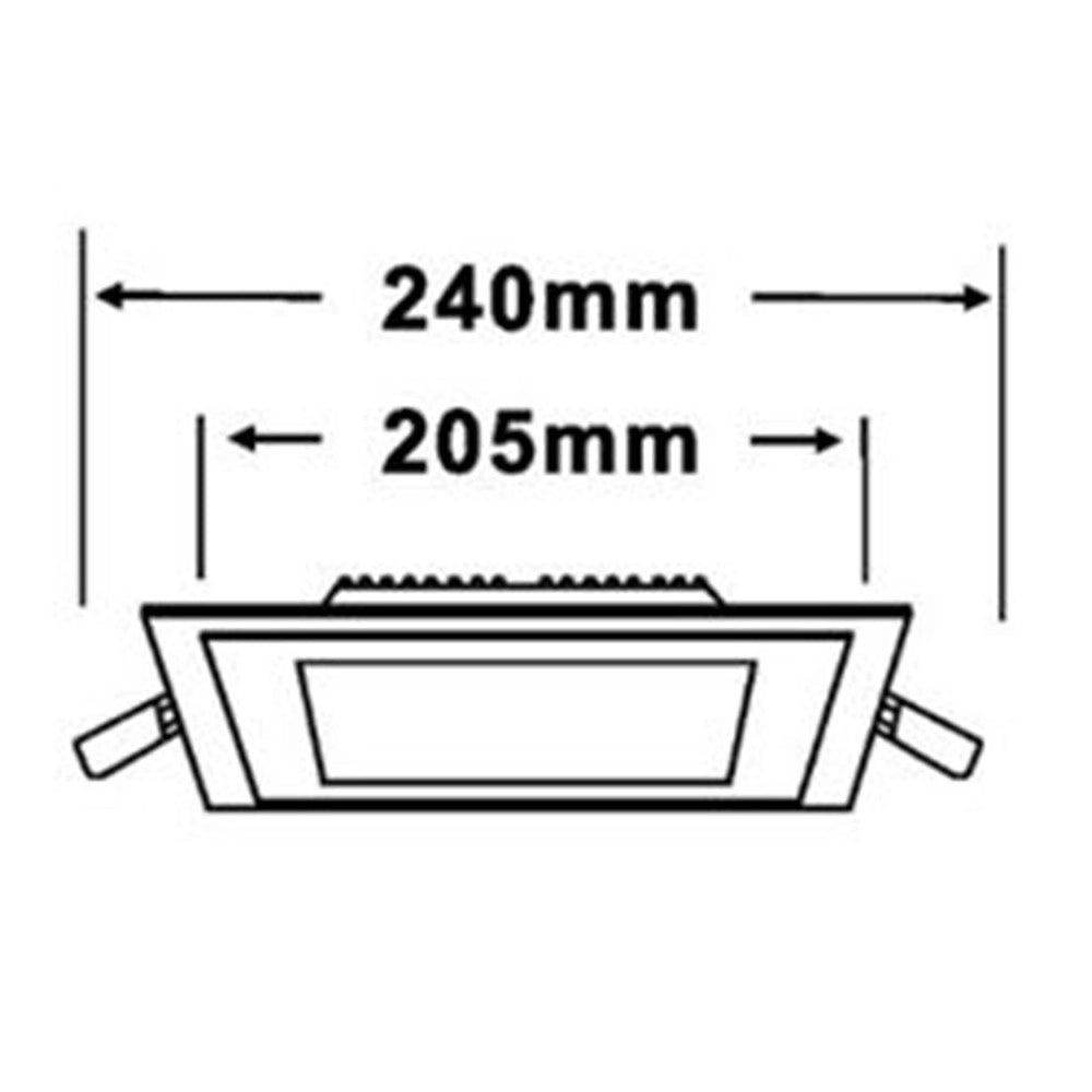 Trade Shop - Pannello Led Slim Quadrato Incasso 24w Cornice Vetro Cct 3000k 4000k 6500k P205e-q3c -