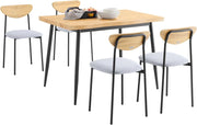Set Tavolo da Pranzo 5 Pezzi con 4 Sedie Comode, Tavolo da Cucina Compatto per Piccoli Spazi, Tavolo con Sedie Ideale per Sala da Cucina, Pranzo, Soggiorno, Balcone e Arredo Esterno OGT52-N