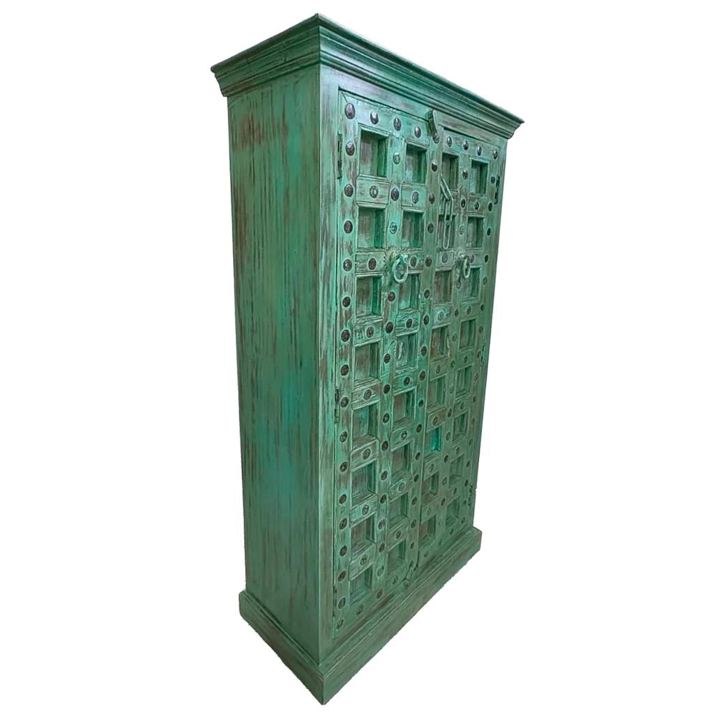 Armadio in legno con finitura artigianale marrone, 120x46x170h cm