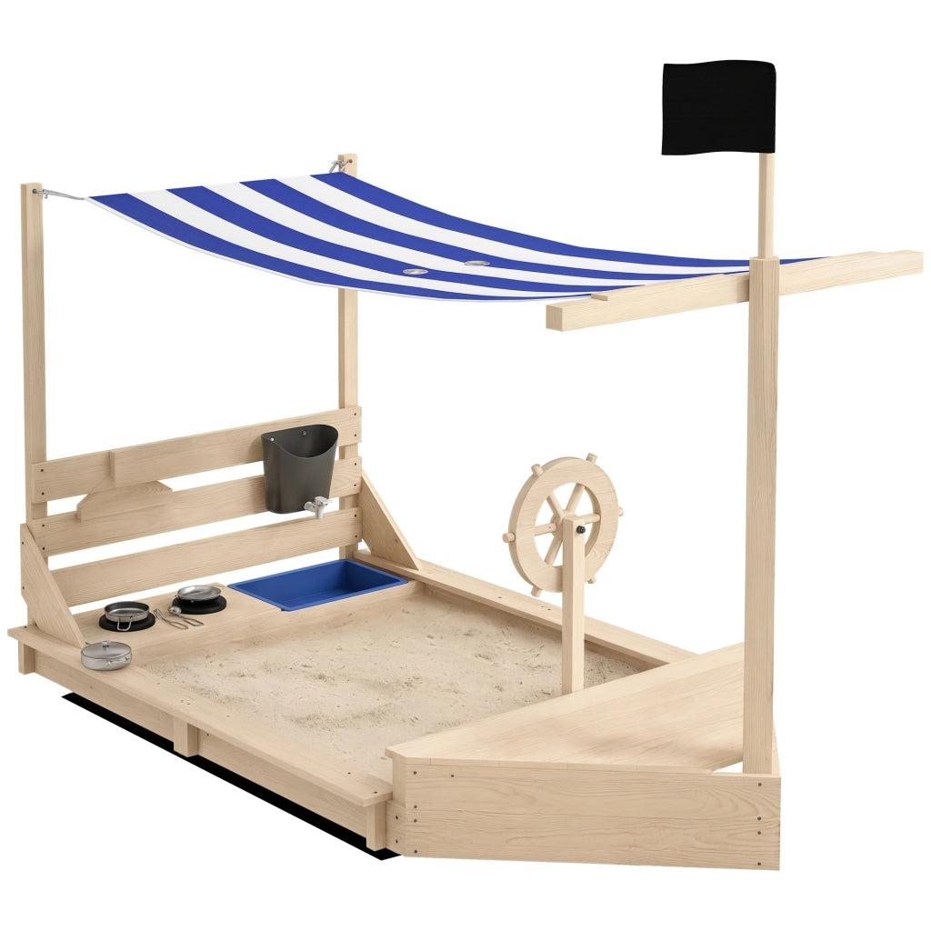 Casetta da gioco in legno con cucina e accessori ¨C zephmum ¨C 180x103x144.5 cm naturale
