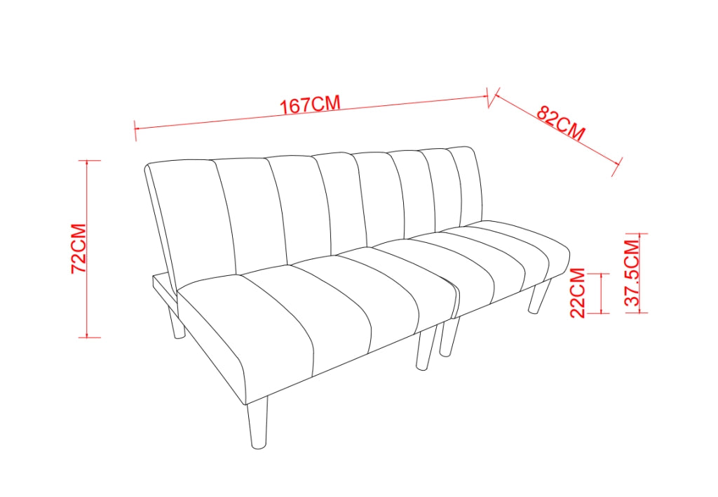 Divano Letto 2 Posti 167 cm ¨C MINIMAL ¨C Tessuto, Schienale Reclinabile