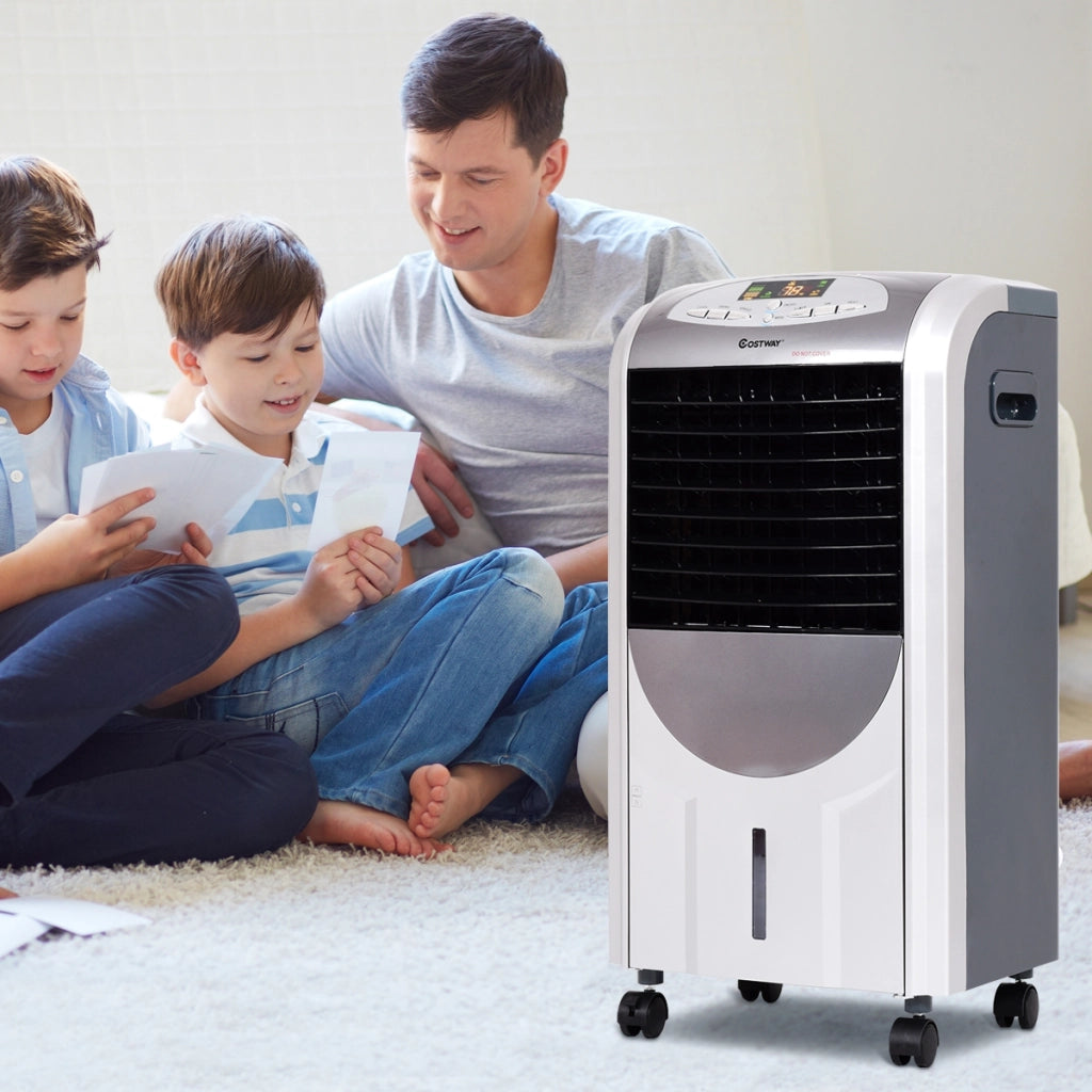 Ventilatore ad aria calda e fredda, Ventilatore portatile con scompartimento di cristalli di ghiaccio