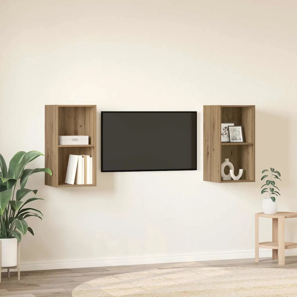 Set mobile TV 2 pcs Rovere artigianale Legno multistrato 3393557