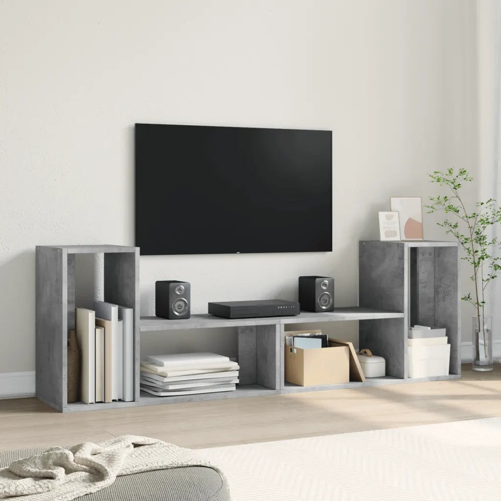 Mobili TV Muro 2pz-Set di 2 Credenza per TV sospesa Grigio Cemento 75x30x50 cm Legno Multistrato