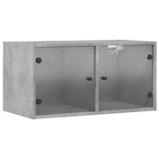 Armadietto a Muro | Mobile a Muro con Ante in Vetro Grigio Cemento 68,5x37x35 cm