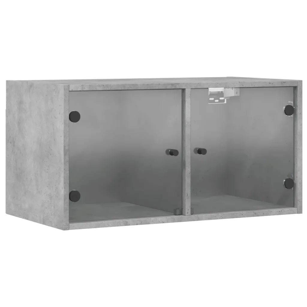 Armadietto a Muro | Mobile a Muro con Ante in Vetro Grigio Cemento 68,5x37x35 cm