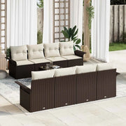 Set Divano da Giardino 9 pcs Marrone e Crema 55 x 55 x 37 cm 3353957