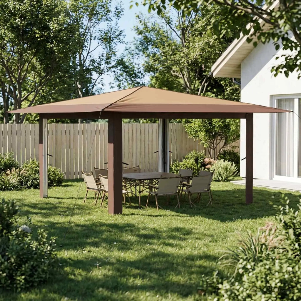 Gazebo senza Parete Laterale 4 x 4 m Beige e Marrone 42036817